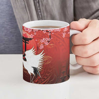 Hawaii and Japan Together Ceramic Mug Polynesian Art Tattoo With Cranes And Sakura LT05 - Polynesian Pride