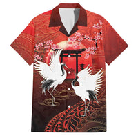Hawaii and Japan Together Family Matching Long Sleeve Bodycon Dress and Hawaiian Shirt Polynesian Art Tattoo With Cranes And Sakura - Polynesian Pride
