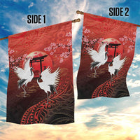 Hawaii and Japan Together Garden Flag Polynesian Art Tattoo With Cranes And Sakura LT05 - Polynesian Pride