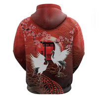 Hawaii and Japan Together Hoodie Polynesian Art Tattoo With Cranes And Sakura LT05 - Polynesian Pride
