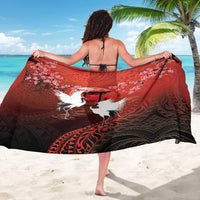 Hawaii and Japan Together Sarong Polynesian Art Tattoo With Cranes And Sakura LT05 - Polynesian Pride