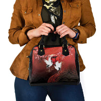 Hawaii and Japan Together Shoulder Handbag Polynesian Art Tattoo With Cranes And Sakura - Polynesian Pride