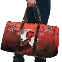 Hawaii and Japan Together Travel Bag Polynesian Art Tattoo With Cranes And Sakura LT05 - Polynesian Pride