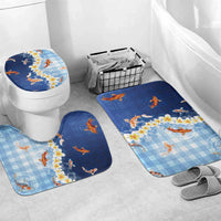 Hawaii And Japan Bathroom Set Plumeria Lei With Koi Fish Blue LT05 Mat Set Only (3 pcs) One Size Blue - Polynesian Pride