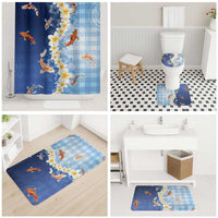 Hawaii And Japan Bathroom Set Plumeria Lei With Koi Fish Blue LT05 - Polynesian Pride