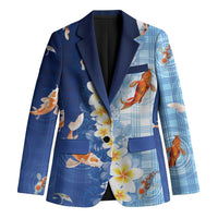 Hawaii And Japan Blazer Plumeria Lei With Koi Fish Blue LT05 Unisex Blue - Polynesian Pride