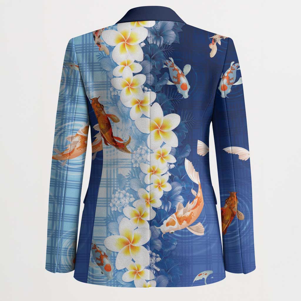 Hawaii And Japan Blazer Plumeria Lei With Koi Fish Blue LT05 - Polynesian Pride