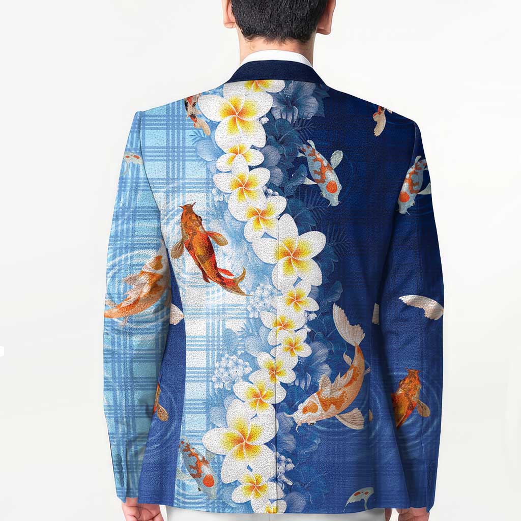 Hawaii And Japan Blazer Plumeria Lei With Koi Fish Blue LT05 - Polynesian Pride