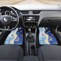 Hawaii And Japan Car Mats Plumeria Lei With Koi Fish Blue LT05 Set 2pcs - Front Blue - Polynesian Pride