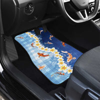 Hawaii And Japan Car Mats Plumeria Lei With Koi Fish Blue LT05 - Polynesian Pride