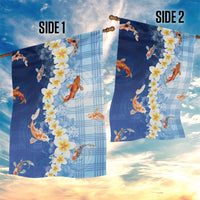 Hawaii And Japan Garden Flag Plumeria Lei With Koi Fish Blue LT05 - Polynesian Pride