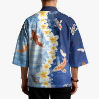 Hawaii And Japan Kimono Plumeria Lei With Koi Fish Blue LT05 - Polynesian Pride