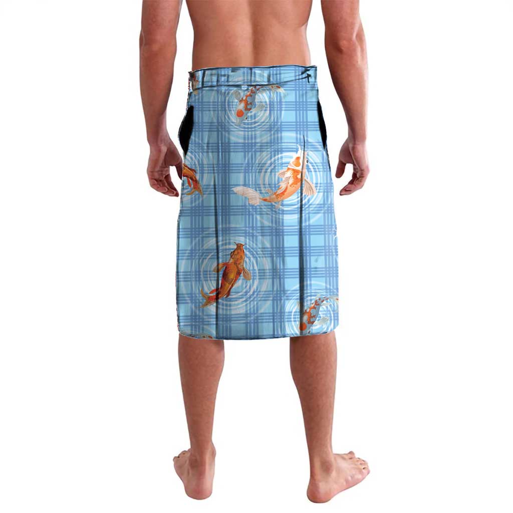 Hawaii And Japan Lavalava Plumeria Lei With Koi Fish Blue - Polynesian Pride