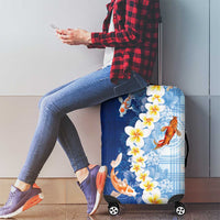 Hawaii And Japan Luggage Cover Plumeria Lei With Koi Fish Blue LT05 - Polynesian Pride