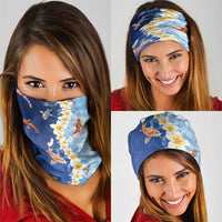 Hawaii And Japan Neck Gaiter Plumeria Lei With Koi Fish Blue LT05 - Polynesian Pride