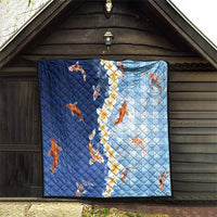 Hawaii And Japan Quilt Plumeria Lei With Koi Fish Blue LT05 - Polynesian Pride