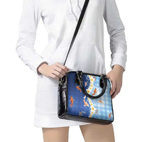 Hawaii And Japan Shoulder Handbag Plumeria Lei With Koi Fish Blue LT05 - Polynesian Pride