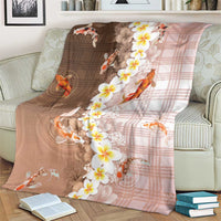 Hawaii And Japan Blanket Plumeria Lei With Koi Fish Beige LT05 - Polynesian Pride