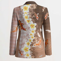 Hawaii And Japan Blazer Plumeria Lei With Koi Fish Beige LT05 - Polynesian Pride
