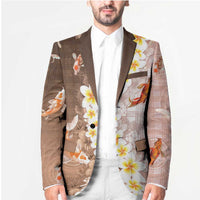 Hawaii And Japan Blazer Plumeria Lei With Koi Fish Beige LT05 - Polynesian Pride
