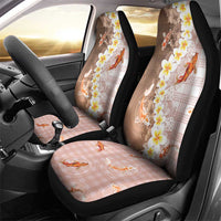 Hawaii And Japan Car Seat Cover Plumeria Lei With Koi Fish Beige LT05 - Polynesian Pride