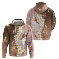 Hawaii And Japan Hoodie Plumeria Lei With Koi Fish Beige LT05 - Polynesian Pride