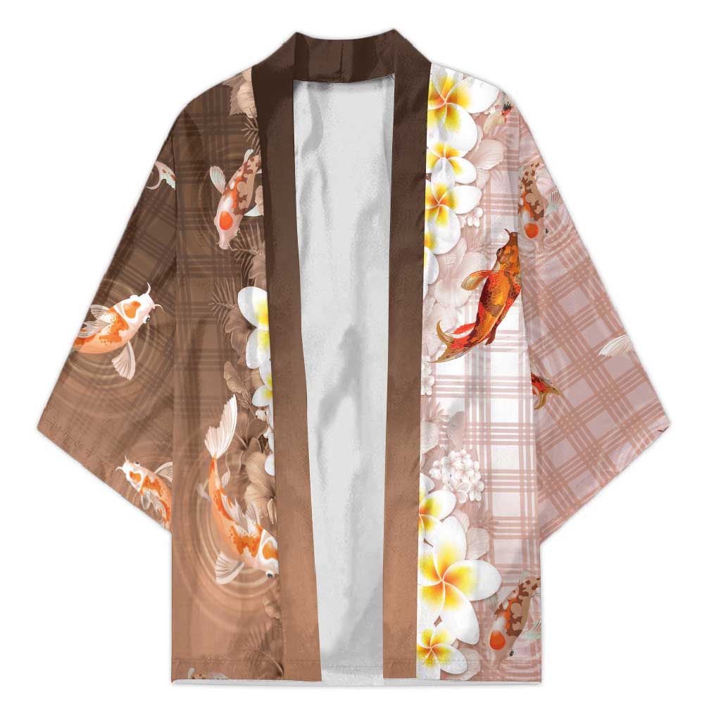 Hawaii And Japan Kimono Plumeria Lei With Koi Fish Beige LT05 Unisex Beige - Polynesian Pride