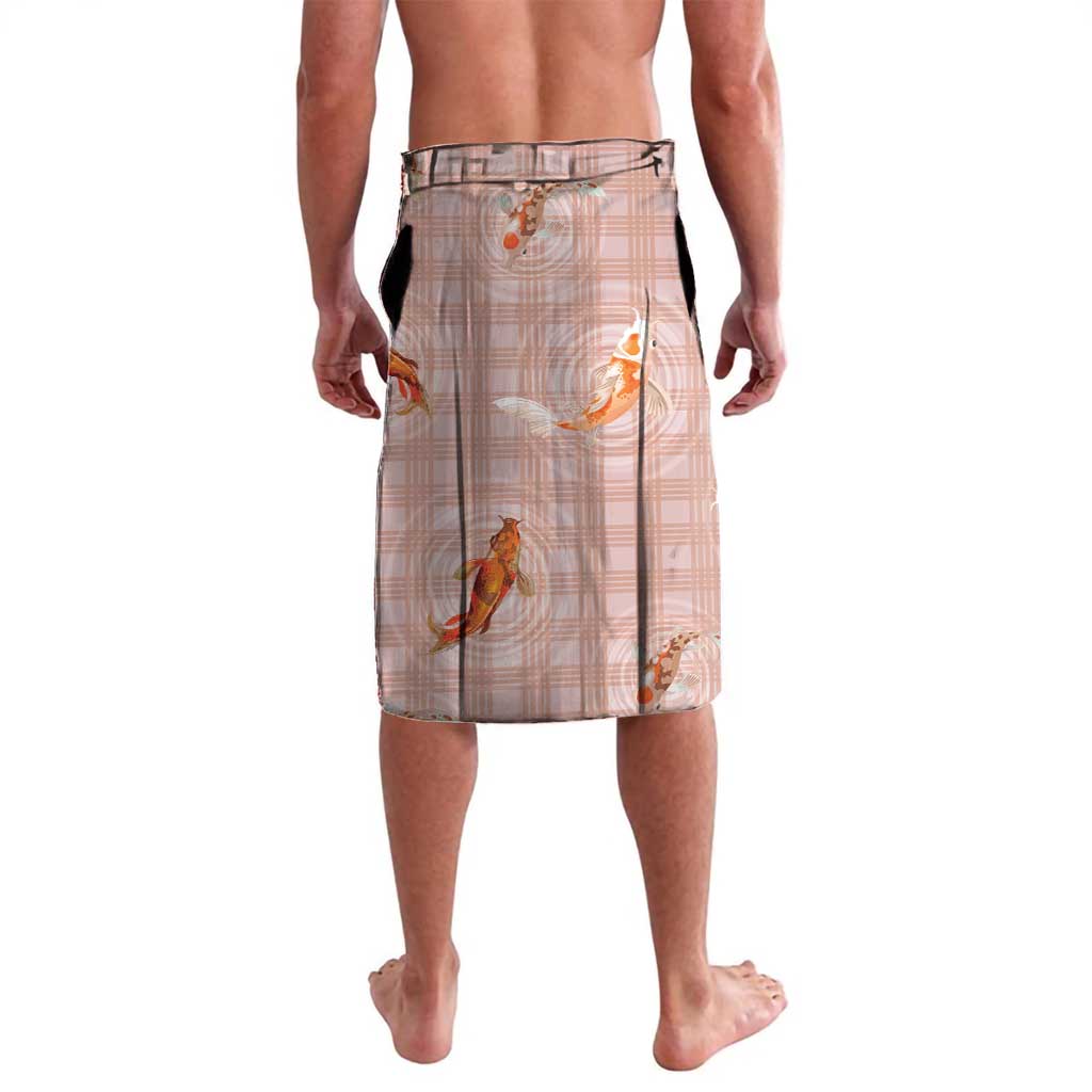 Hawaii And Japan Lavalava Plumeria Lei With Koi Fish Beige LT05 - Polynesian Pride