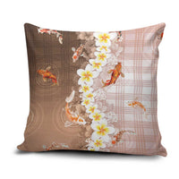 Hawaii And Japan Pillow Cover Plumeria Lei With Koi Fish Beige LT05 Beige - Polynesian Pride