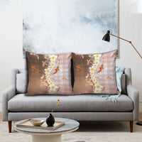 Hawaii And Japan Pillow Cover Plumeria Lei With Koi Fish Beige LT05 - Polynesian Pride