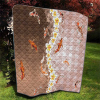 Hawaii And Japan Quilt Plumeria Lei With Koi Fish Beige LT05 - Polynesian Pride