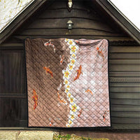Hawaii And Japan Quilt Plumeria Lei With Koi Fish Beige LT05 - Polynesian Pride