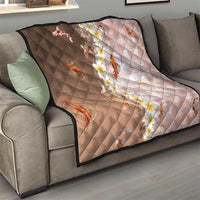 Hawaii And Japan Quilt Plumeria Lei With Koi Fish Beige LT05 - Polynesian Pride