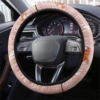 Hawaii And Japan Steering Wheel Cover Plumeria Lei With Koi Fish Beige LT05 - Polynesian Pride