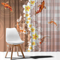 Hawaii And Japan Window Curtain Plumeria Lei With Koi Fish Beige LT05 - Polynesian Pride