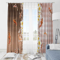 Hawaii And Japan Window Curtain Plumeria Lei With Koi Fish Beige LT05 - Polynesian Pride