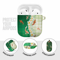 Hawaii And Japan AirPods Case Plumeria Lei With Koi Fish Green LT05 - Polynesian Pride