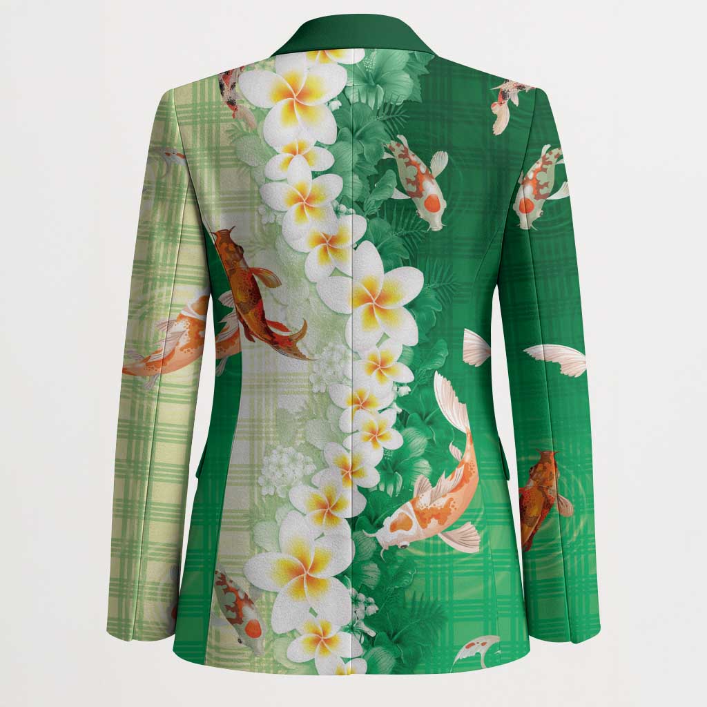 Hawaii And Japan Blazer Plumeria Lei With Koi Fish Green LT05 - Polynesian Pride