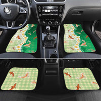 Hawaii And Japan Car Mats Plumeria Lei With Koi Fish Green LT05 Set 4pcs Green - Polynesian Pride