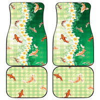 Hawaii And Japan Car Mats Plumeria Lei With Koi Fish Green LT05 - Polynesian Pride