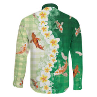 Hawaii And Japan Family Matching Mermaid Dress and Hawaiian Shirt Plumeria Lei With Koi Fish Green LT05 - Polynesian Pride