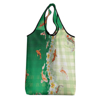 Hawaii And Japan Grocery Bag Plumeria Lei With Koi Fish Green LT05 - Polynesian Pride