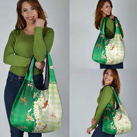 Hawaii And Japan Grocery Bag Plumeria Lei With Koi Fish Green LT05 - Polynesian Pride