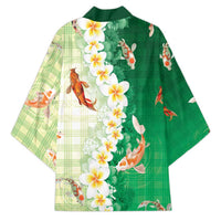 Hawaii And Japan Kimono Plumeria Lei With Koi Fish Green LT05 - Polynesian Pride