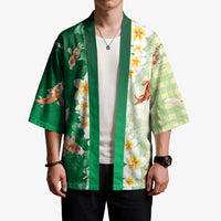 Hawaii And Japan Kimono Plumeria Lei With Koi Fish Green LT05 - Polynesian Pride
