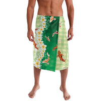 Hawaii And Japan Lavalava Plumeria Lei With Koi Fish Green LT05 Green - Polynesian Pride