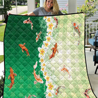 Hawaii And Japan Quilt Plumeria Lei With Koi Fish Green LT05 Green - Polynesian Pride