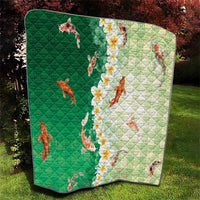 Hawaii And Japan Quilt Plumeria Lei With Koi Fish Green LT05 - Polynesian Pride