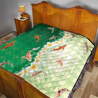 Hawaii And Japan Quilt Plumeria Lei With Koi Fish Green LT05 - Polynesian Pride