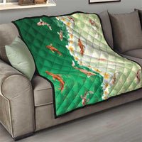 Hawaii And Japan Quilt Plumeria Lei With Koi Fish Green LT05 - Polynesian Pride